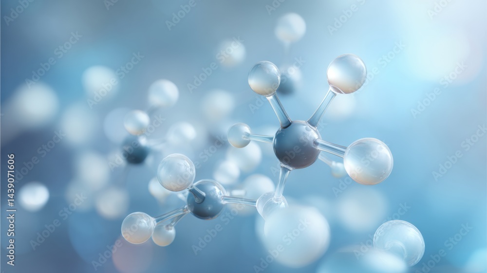 Poster abstract gradient science technology and medical. abstract molecular structures with blue and white 