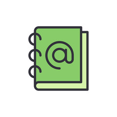 Contact book colored icons, minimalist vector illustration ,simple transparent graphic element .Isolated on white background