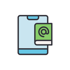 Contact book colored icons, minimalist vector illustration ,simple transparent graphic element .Isolated on white background