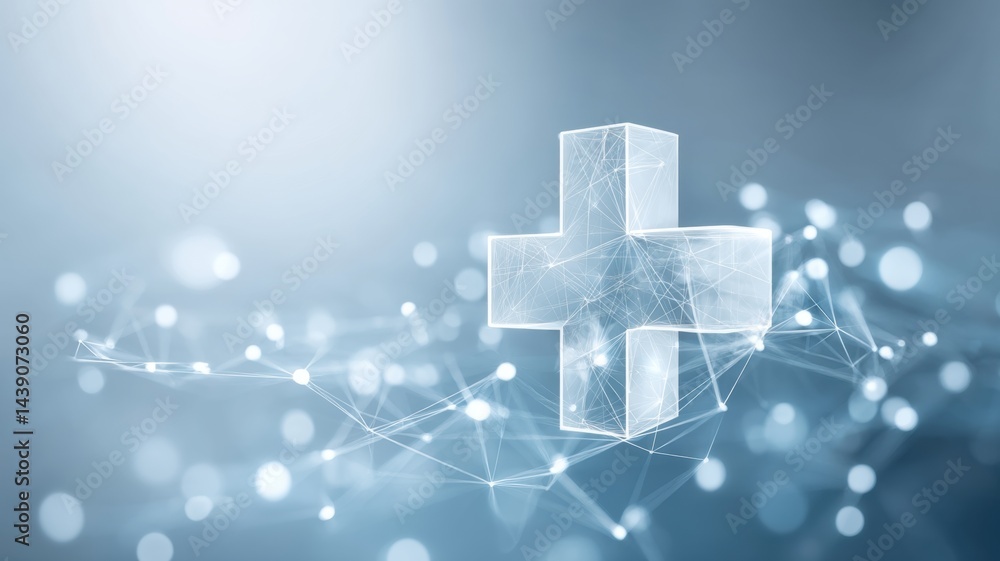 Poster abstract gradient science technology and medical. abstract medical background with a digital cross s