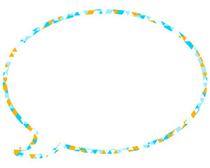 ステンドグラス風吹き出し　三角形模様　丸形