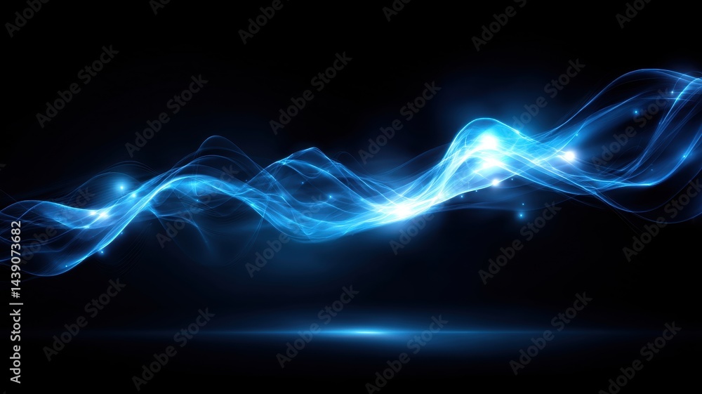 Poster abstract gradient science technology and medical. abstract blue light waves on a dark background cre