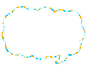 ステンドグラス風吹き出し　三角形模様　細長い雲形