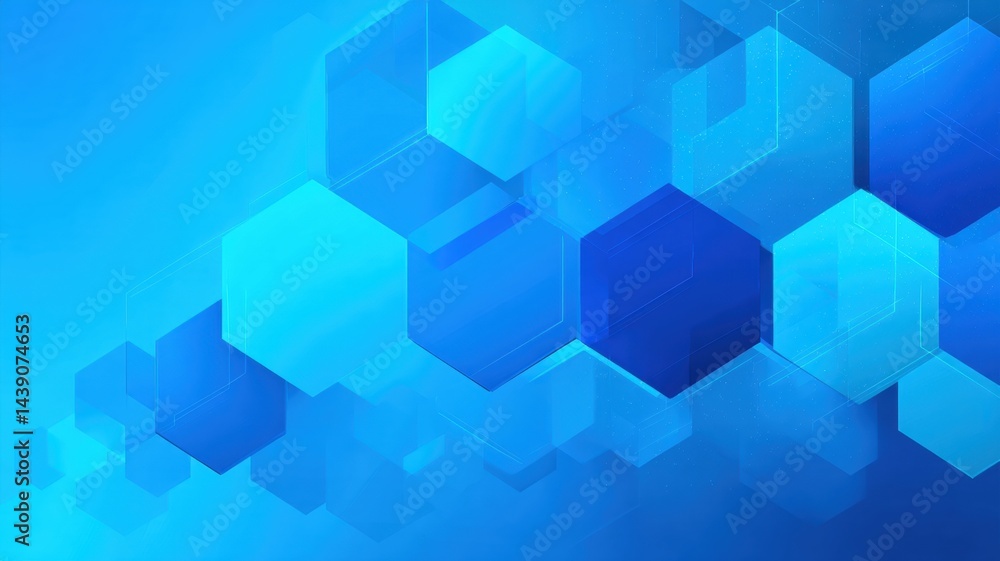 Poster abstract gradient science technology and medical. abstract blue background with overlapping hexagona