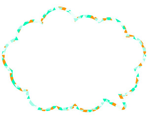 ステンドグラス風吹き出し　三角形模様　丸みのある雲形