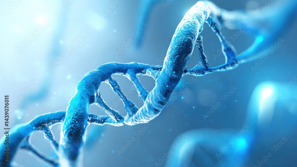 Poster abstract gradient science technology and medical. dna helix structure with a blue abstract backgroun