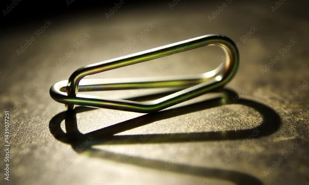 Aufkleber a close-up of a metallic paperclip resting on a textured surface, illuminated by soft light