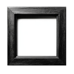 A black framed picture with a white background. The frame is square and the picture is black. The frame is made of wood and has a dark color
