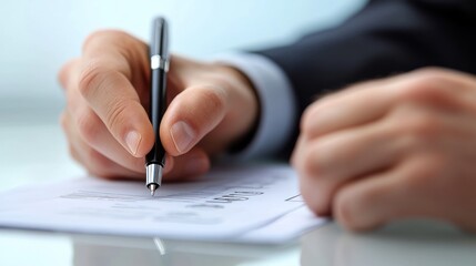 Fototapeta premium Businessman signing document at office desk