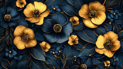 Elegant floral design with golden accents artistic composition nature inspired dark background