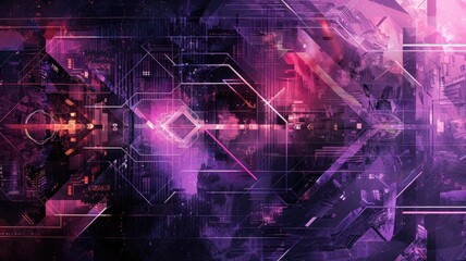 Obraz premium Abstract of digital shape and particle with horror cyber style design connecting become system shape of electronic designing. High tech scenery express mysterious pattern perfect for wallpaper. AIG53.