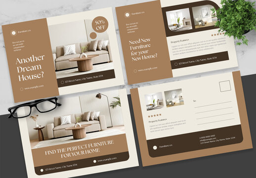 Brown And White Furniture Postcard