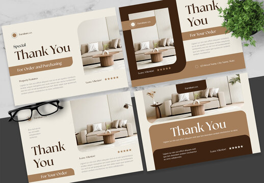 Brown And White ThankYou Card