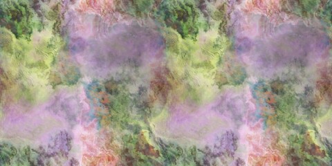 Multicolour space dyed marble seamless border art Endless edging texture background. Vivid mottled marl effect ombre home decor design. For tie dye and surface fashion ribbon trim.