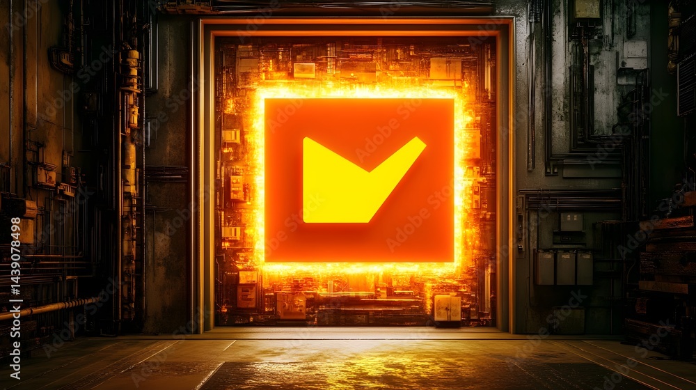 Poster glowing futuristic login button display digital environment tech visualization neon aesthetic