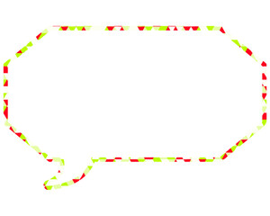 ステンドグラス風吹き出し　三角形模様　細長い八角形