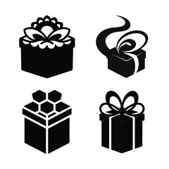 Gift Box Silhouette Vector Illustrations Set-1