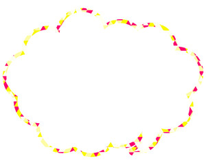 ステンドグラス風吹き出し　三角形模様　丸みのある雲形