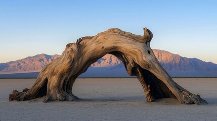 Fototapeta premium Ancient driftwood archway in a desert landscape