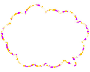 ステンドグラス風吹き出し　三角形模様　丸みのある雲形