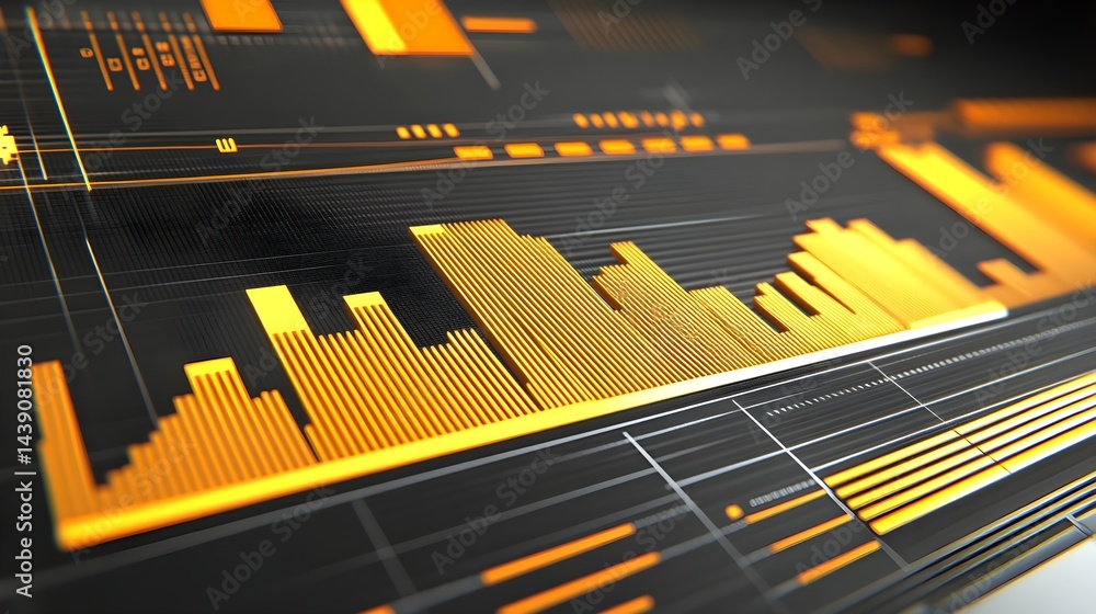 Poster dynamic data visualization of cost impact digital workspace infographic modern tech aerial view anal