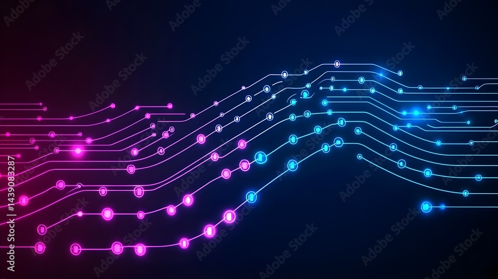 Poster innovative quantum computing patterns in a futuristic digital landscape