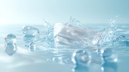 Face mask splashing in water; hygiene, prevention