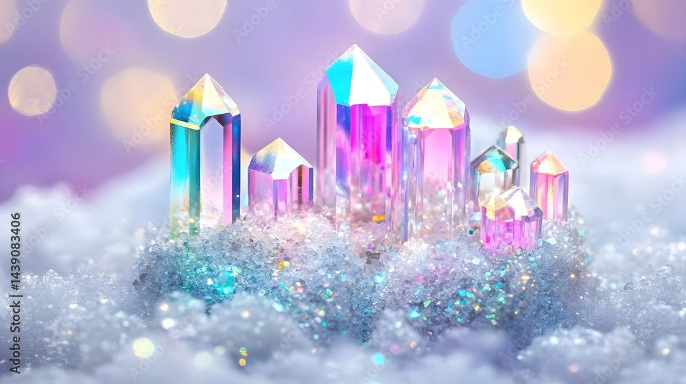 Poster Microscopic view of metallic crystal structures abstract background digital art colorful environment macro perspective
