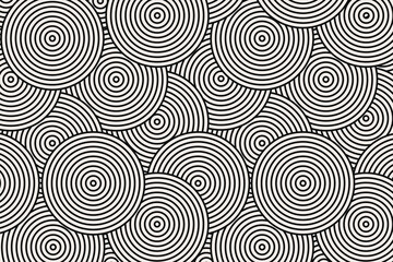 Artistic abstract representation featuring curved black lines on a white background, forming symmetrical interlocking minimalist geometric patterns.	