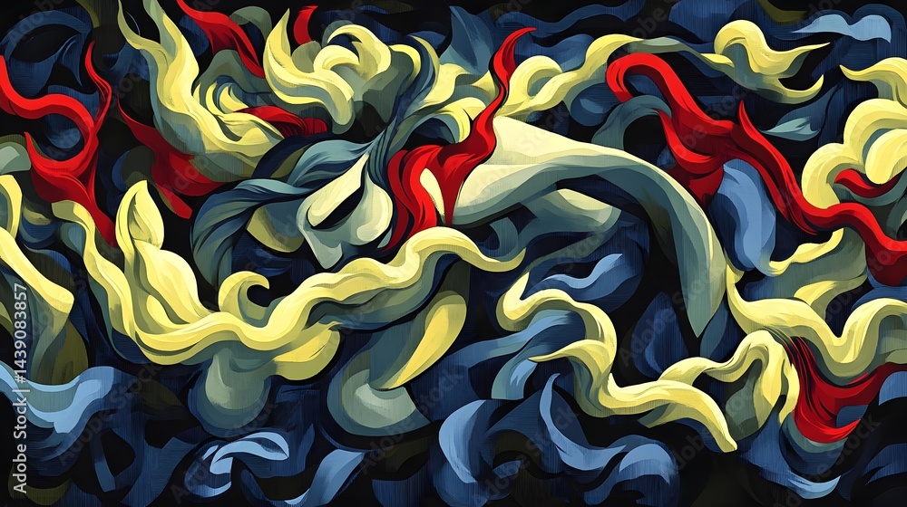 Poster dynamic abstract swirls artistic layered background top view design colorful motion