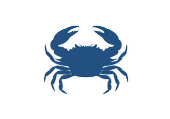 Blue Crab Silhouette. This image shows a black silhouette of a blue crab, also referred to as a crab outline or crustacean shape. Vector clipart illustration design.