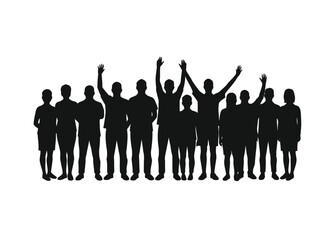 Naklejka premium Union Silhouette. This image depicts a group of people standing together in harmony, symbolizing unity, solidarity, and togetherness. Vector clipart illustration design.