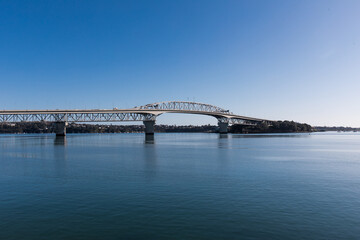Auckland Harbour Bridge over Calm Waters, New Zealand