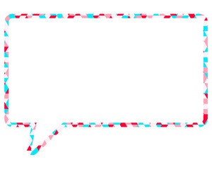 ステンドグラス風吹き出し　三角形模様　四角形