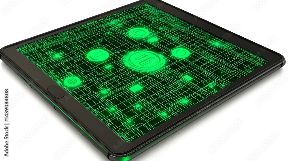 Poster futuristic tech gadget mockup display virtual environment innovative design high-tech showcase