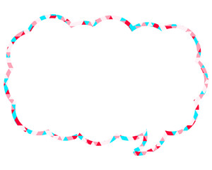 ステンドグラス風吹き出し　三角形模様　細長い雲形