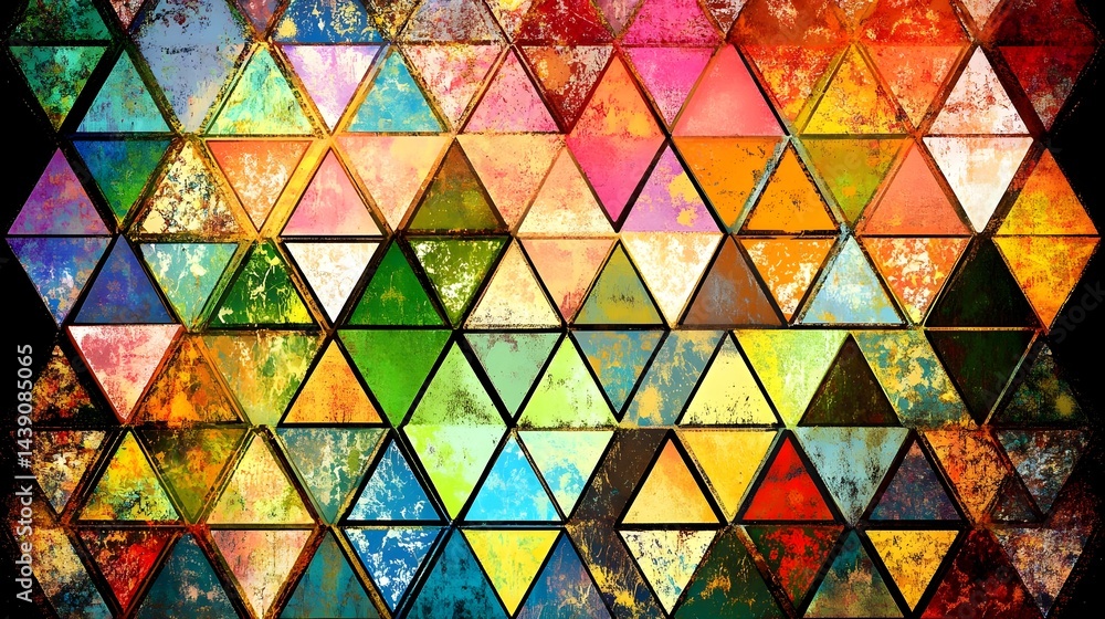 Poster dynamic triangles pattern with diagonal lines colorful abstract art modern design digital graphics