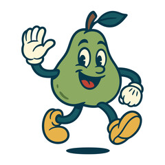 pear funny mascot character vector illustration