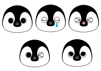 Obraz premium Emperor penguin baby 5-pattern expression set