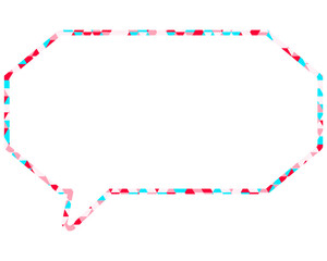 ステンドグラス風吹き出し　三角形模様　細長い八角形