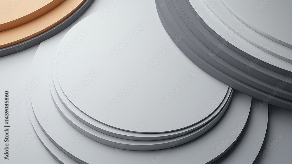 Poster abstract circular design with neutral tones abstract circle round rings layers three-dimensional art
