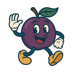 plum funny mascot character vector illustration