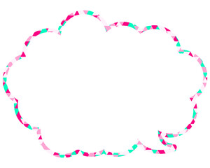 ステンドグラス風吹き出し　三角形模様　丸みのある雲形