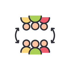 Community colored icons, minimalist vector illustration ,simple transparent graphic element .Isolated on white background