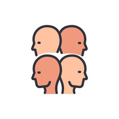 Community colored icons, minimalist vector illustration ,simple transparent graphic element .Isolated on white background