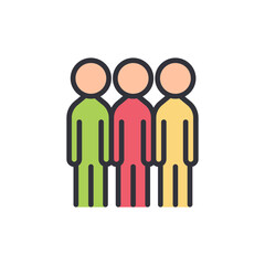 Community colored icons, minimalist vector illustration ,simple transparent graphic element .Isolated on white background