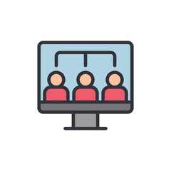 Online community colored icons, minimalist vector illustration ,simple transparent graphic element .Isolated on white background