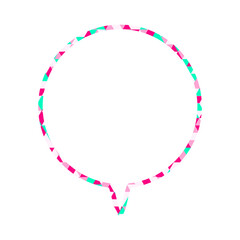 ステンドグラス風吹き出し　三角形模様　丸形の下向き