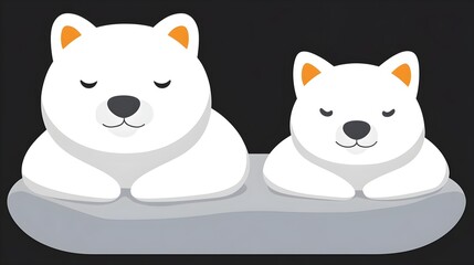 Peaceful white dogs resting together cozy home digital illustration calm atmosphere top view companionship