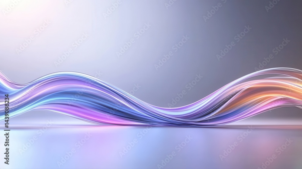 Poster abstract flowing shape with vibrant colors, elegant design element abstract wave flowing shape light